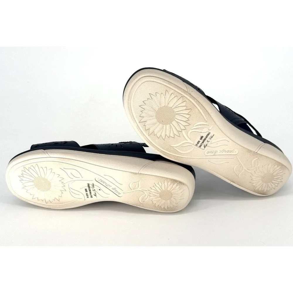 Easy Street Comfort Wave Platform Sandals Primrose Womens Navy 8WW Casual